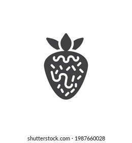Strawberry with chocolate vector icon. filled flat sign for mobile concept and web design. Strawberry caramel glyph icon. Symbol, logo illustration. Vector graphics