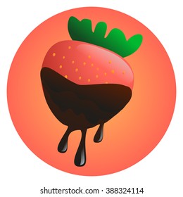 Strawberry in chocolate vector illustration 