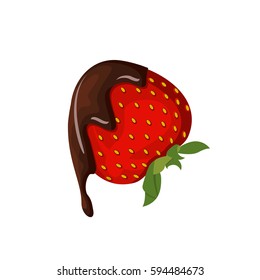 Strawberry with chocolate vector illustration isolated on white