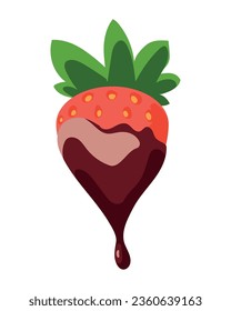 fresa con vector de chocolate aislado