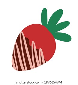 Strawberry in chocolatte and glaze.Romantic sweet.Vector hand drawn cartoon illustration.