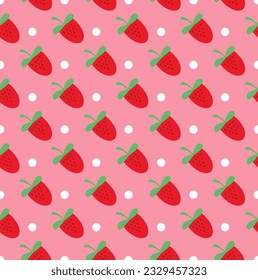 strawberry and circle fabric pattern 