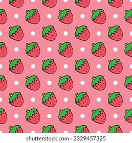 strawberry and circle fabric pattern 