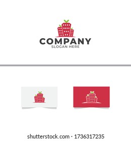 Plantilla de vectores de diseño del logotipo de la ciudad de fresa