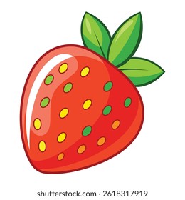 Strawberry closeup detailed fruit illustration food design for digital art and print
