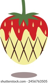 Strawberry Coated Chocolate in Cute Cartoon Style. Delicious Snack. Isolated Vector on White Background