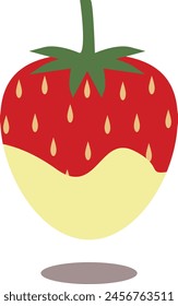Strawberry Coated Chocolate in Cute Cartoon Style. Delicious Snack. Isolated Vector on White Background