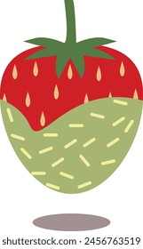 Strawberry Coated Chocolate in Cute Cartoon Style. Delicious Snack. Isolated Vector on White Background