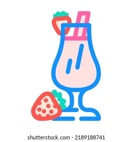 strawberry cocktail color icon vector. strawberry cocktail sign. isolated symbol illustration
