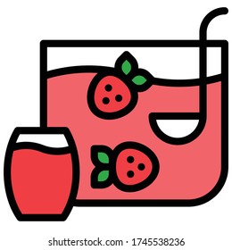 Strawberry-Cocktail-Ikone, Vektor-Vektorgrafik mit Getränke