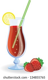 Strawberry cocktail, vector picture