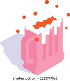 Strawberry Cold Tea Concept Vector isometric Icon Design, Winter Season activities Symbol, Coldest Weather Sign, Snow and frost Stock Illustration