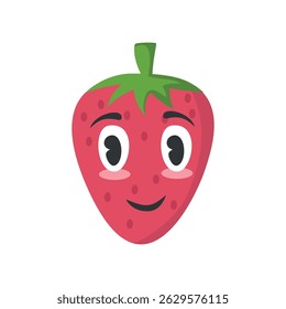 Strawberry colorful collection of adorable fruit and vegetable characters with various facial expressions in cartoon style.