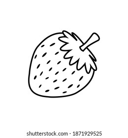 Strawberry Coloring Book Vector. Line art of Healthy Berry Black and White
