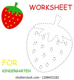 Strawberry coloring fun worksheet for kindergarten vector illustration design