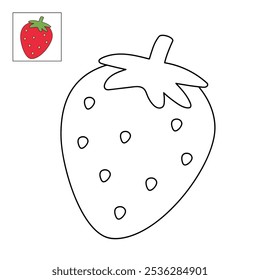 Strawberry coloring pages for kids. Trace and color Strawberry. Strawberry Fruit Flashcard for kids. Strawberry isolated on white background. Kindergarten and preschool worksheets printable for kids. 