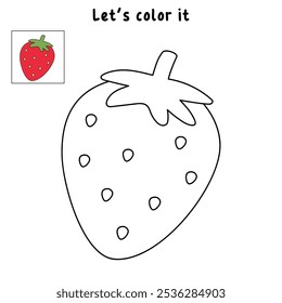 Strawberry coloring pages for kids. Trace and color Strawberry. Strawberry Fruit Flashcard for kids. Strawberry isolated on white background. Kindergarten and preschool worksheets printable for kids. 