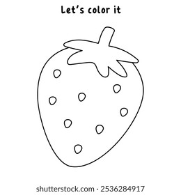 Strawberry coloring pages for kids. Trace and color Strawberry. Strawberry Fruit Flashcard for kids. Strawberry isolated on white background. Kindergarten and preschool worksheets printable for kids. 