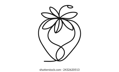 strawberry continuous line, Linear style on white background