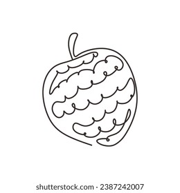 Dibujo continuo de fresa en una línea. Comida de naturaleza orgánica de un solo esquema. Ilustración vectorial aislada. Diseño minimalista a mano.