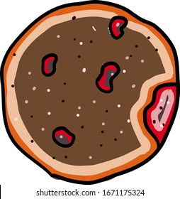 Strawberry cookie, illustration, vector on white background.