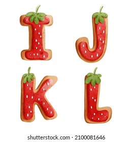 Strawberry cookies alphabet, cookies letter