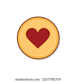 Strawberry cookies, cookie with sprinkle, bite cookie, breakfat, biscuit with sprinkle,  cookie vector logo design icon illustration