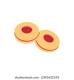 Strawberry cookies vector illustration. Eid cookies. Malaysian Eid food
