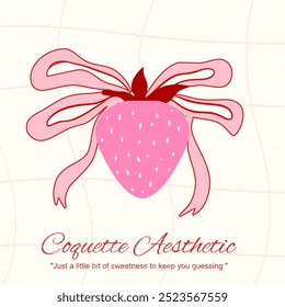 coquette de morango clipart, fofo, y2k, coquette estética, clipart de cereja, artesanato Arcos Coquette, fita rosa, Pink Coquette Fita Clipart arco de presente clipart Decoração presente de cartão, bonito desenho arco