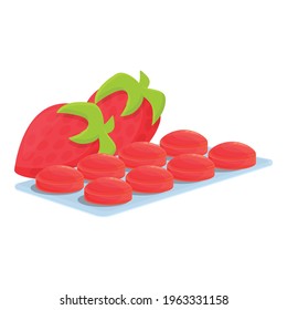 Strawberry cough drops icon. Cartoon of Strawberry cough drops vector icon for web design isolated on white background