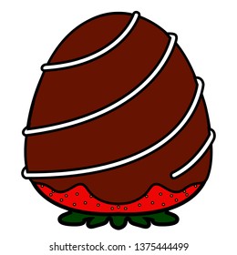 Strawberry covered in chocolate icon. Vector illustration design