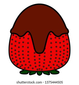 Strawberry covered in chocolate icon. Vector illustration design
