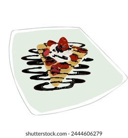 strawberry crape on a plate