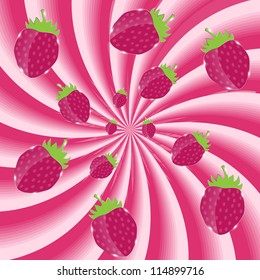 Strawberry, cream abstract hypnotic background. vector illustration