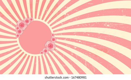 Strawberry, cream abstract hypnotic background with Rose Flowers. vector illustration
