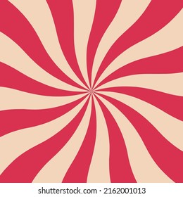 Strawberry and cream colored swirling radial background. Vortex spiral twirl square. Vector illustration. Eps 10.