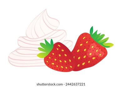 Erdbeere mit Creme Isolated Vector Illustration
