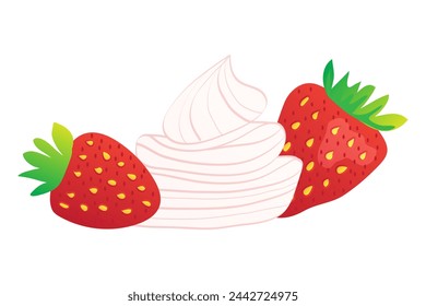 Fresa con crema aislada ilustración vectorial