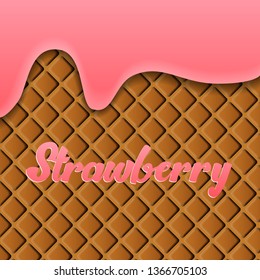 Strawberry Cream Melted on Wafer Background