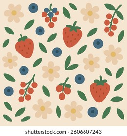 Strawberry Cream Print Design in Vector