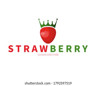 Strawberry with Crown Logo Concept. Vector Design Illustration. Symbol and Icon Vector Template.