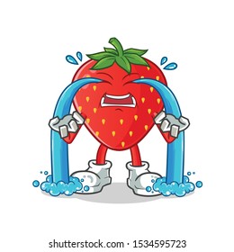 strawberry cry mascot vector cartoon illustration