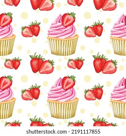 Pintado de fondo del Cupake de fresa
