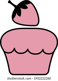 Erdbeerbeercupcakes, Illustration, Vektorgrafik auf weißem Hintergrund.