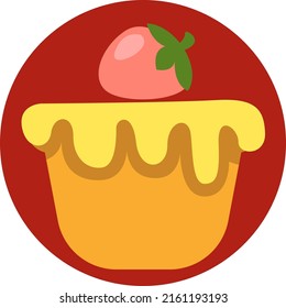 Strawberry cupcake, illustration, vector on a white background.