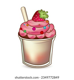 Strawberry cupcake on white background. Vector illustration EPS10.