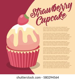 Strawberry Cupcake Sweeties : Vector Illustration
