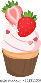 Strawberry Cupcake transparent isolated vector