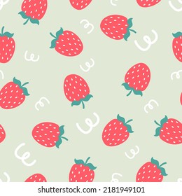 Strawberry cute cartoon doodle pattern