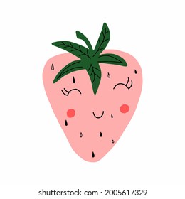 Strawberry, cute character for design, hand drawn, doodle.